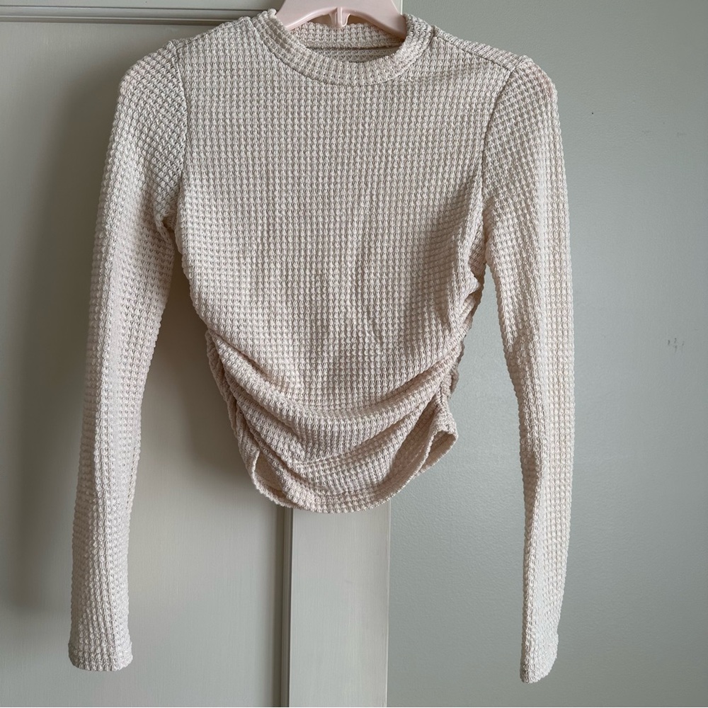 SHEIN Sm Essnce Solid Waffle Knit Crop